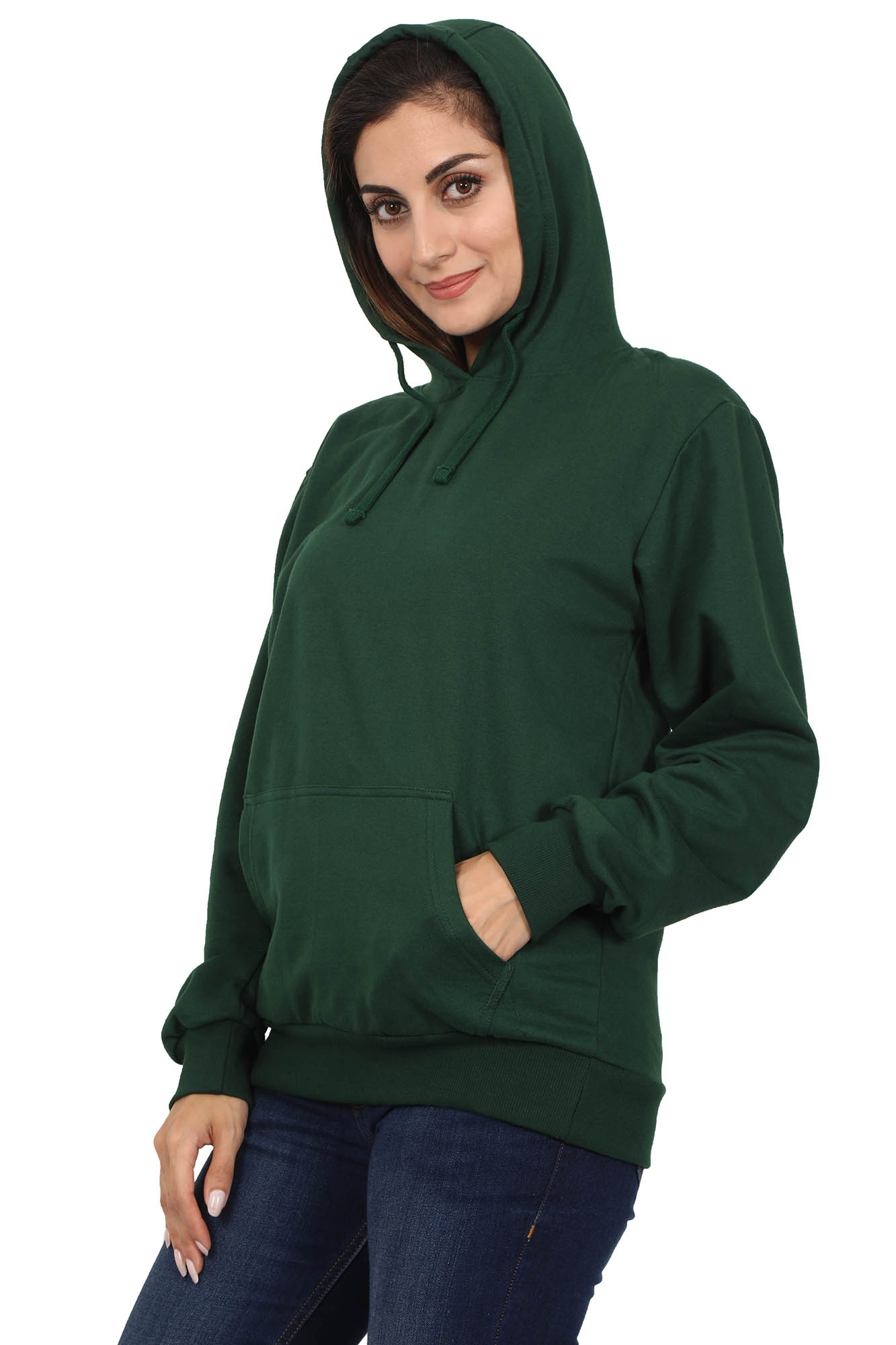 Women Green Hoodie Sweatshirt
