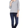 Women's Solid Black 3/4 Sleeve T-shirt