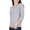 Women's Solid Black 3/4 Sleeve T-shirt