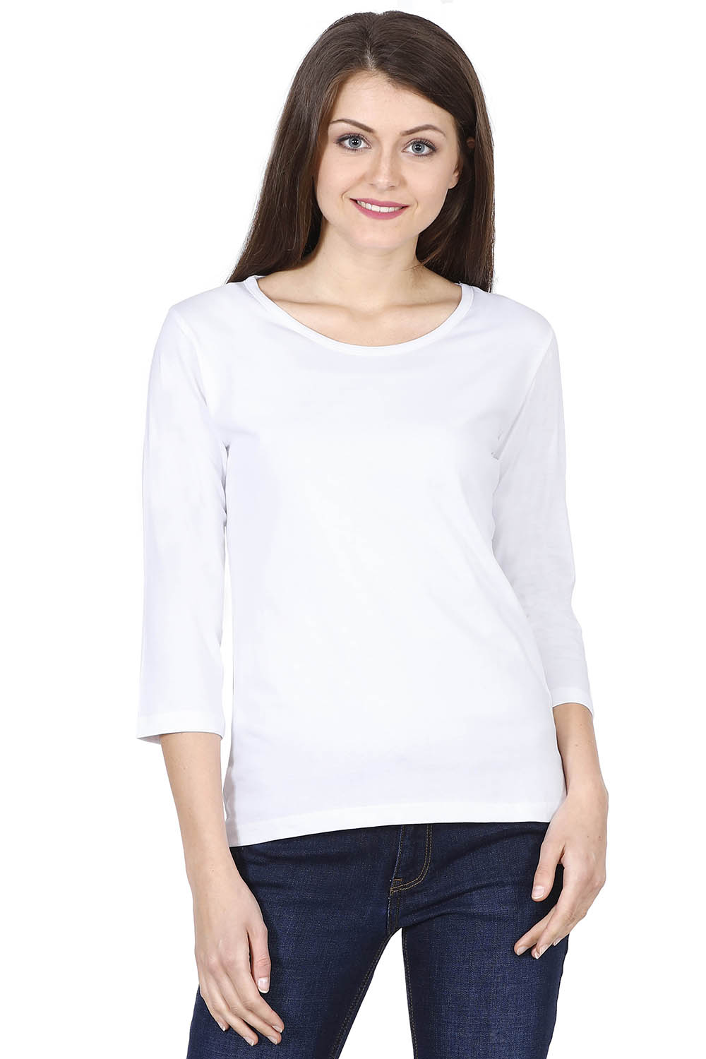 Women's Plain White Full Sleeve Tshirt - meltmoon.com