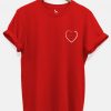 Heart Pocket Printed Red couple Tshirt