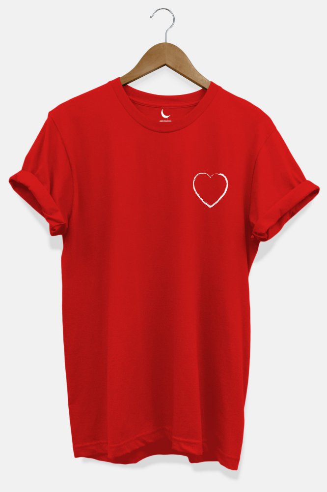 Heart Pocket Printed Red couple Tshirt