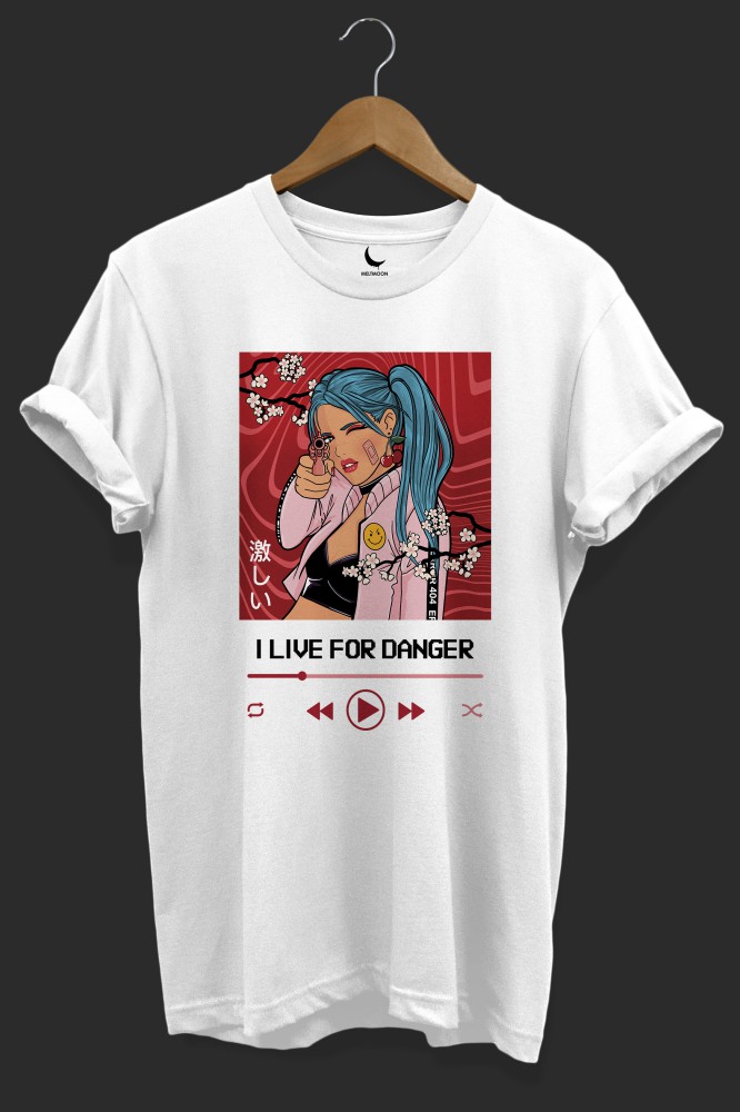 Anime I live for danger white t-shirt