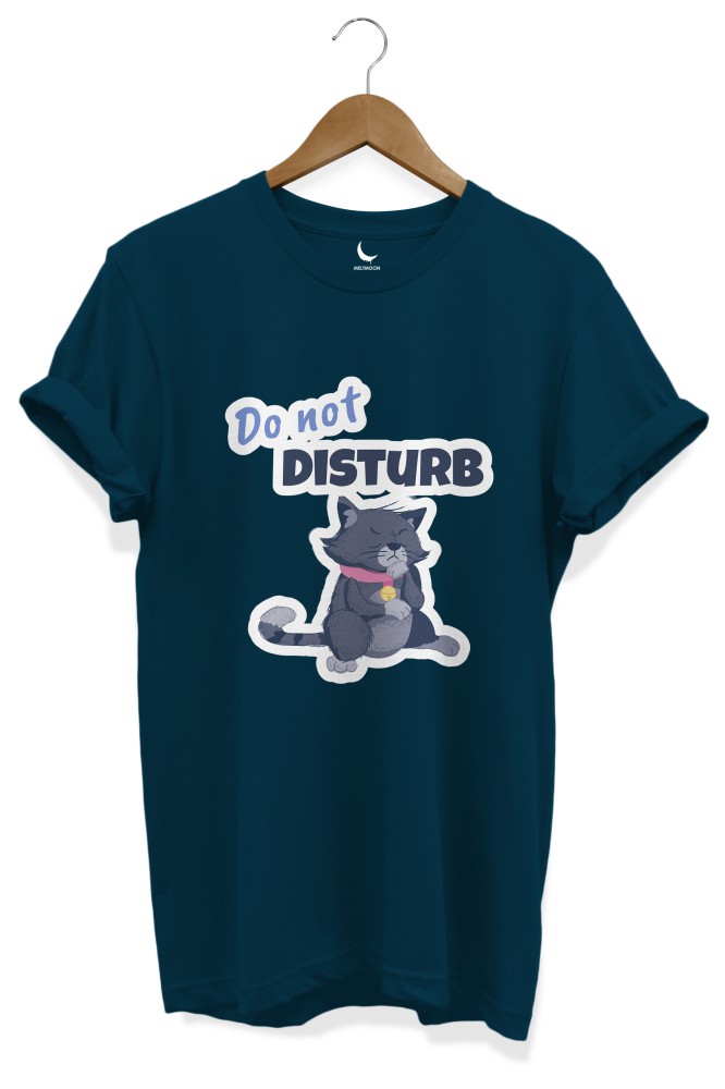 Do not Disturb tee for cat lovers petrol Blue