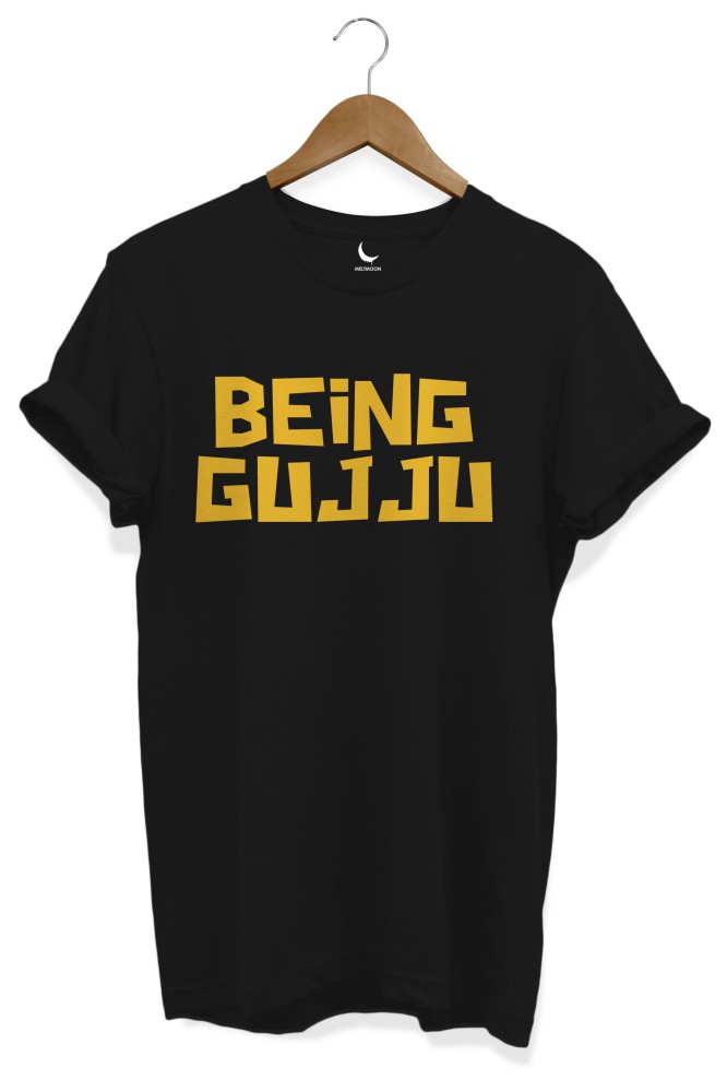 Being Gujju Gujrati Quote t shirt Black